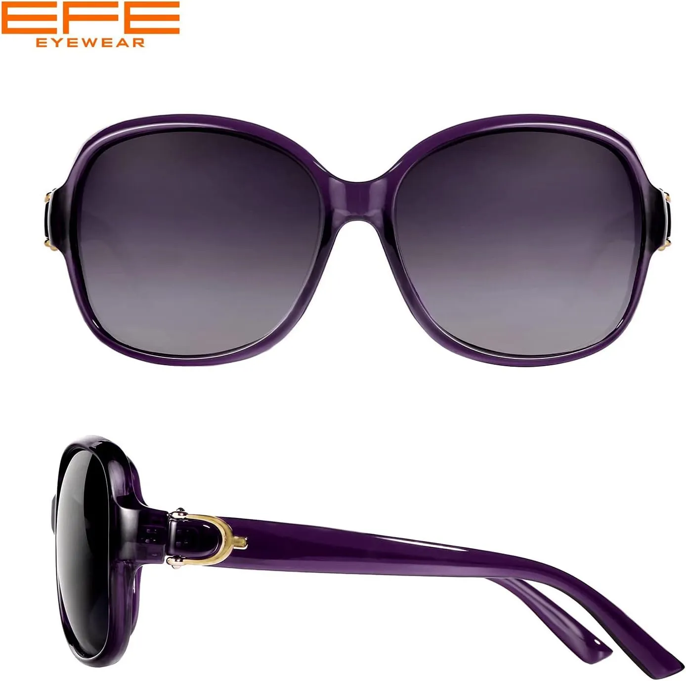 EFE Classic Oversized Polarized Sunglasses for Women Composite TR90 Frame UV 400 Protection Fashion Retro Eyewear
