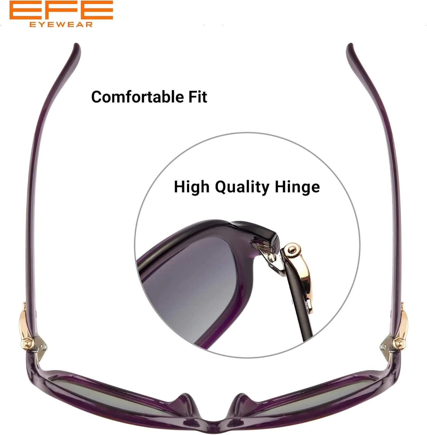 EFE Classic Oversized Polarized Sunglasses for Women Composite TR90 Frame UV 400 Protection Fashion Retro Eyewear