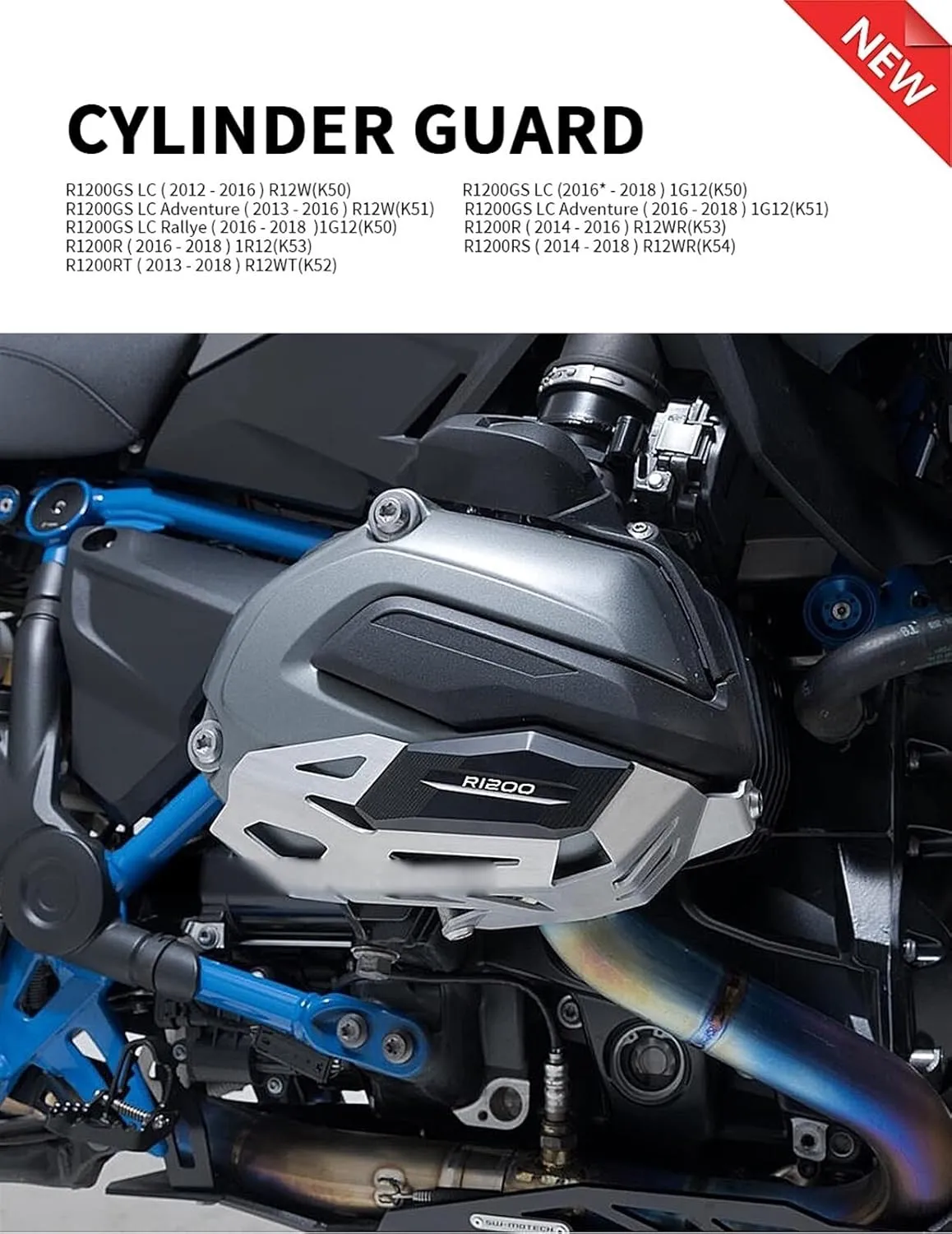 Engine Guard for BMW R1200GS LC Adventure 2012-2018 R1200R R1200RS R1200RT Engine Guards Cylinder Head Guards Protector Cover Cylinder Guard Sliders (Color : Silver-BIue)