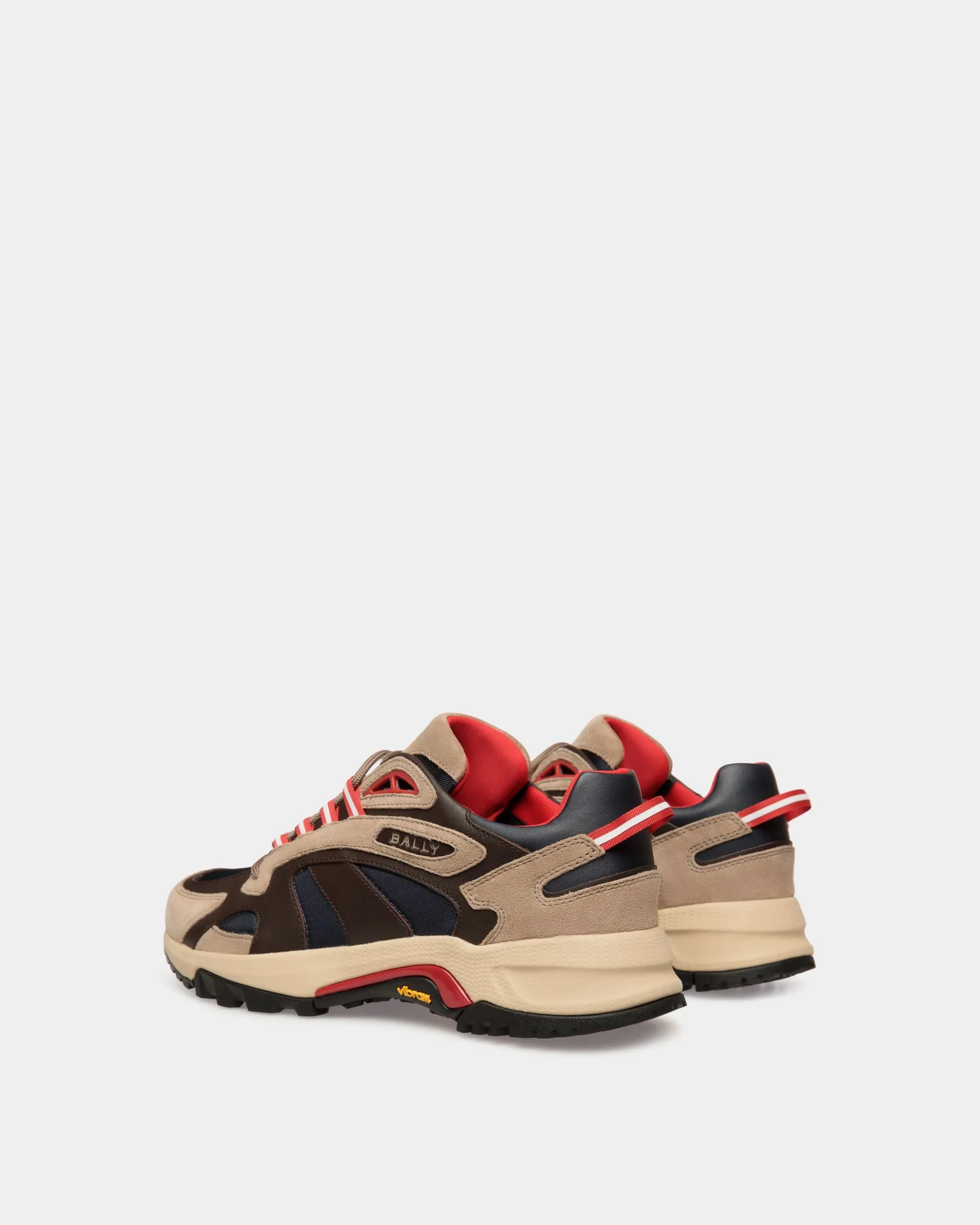 Faster Sneaker in Taupe and Ebano Leather and Nylon