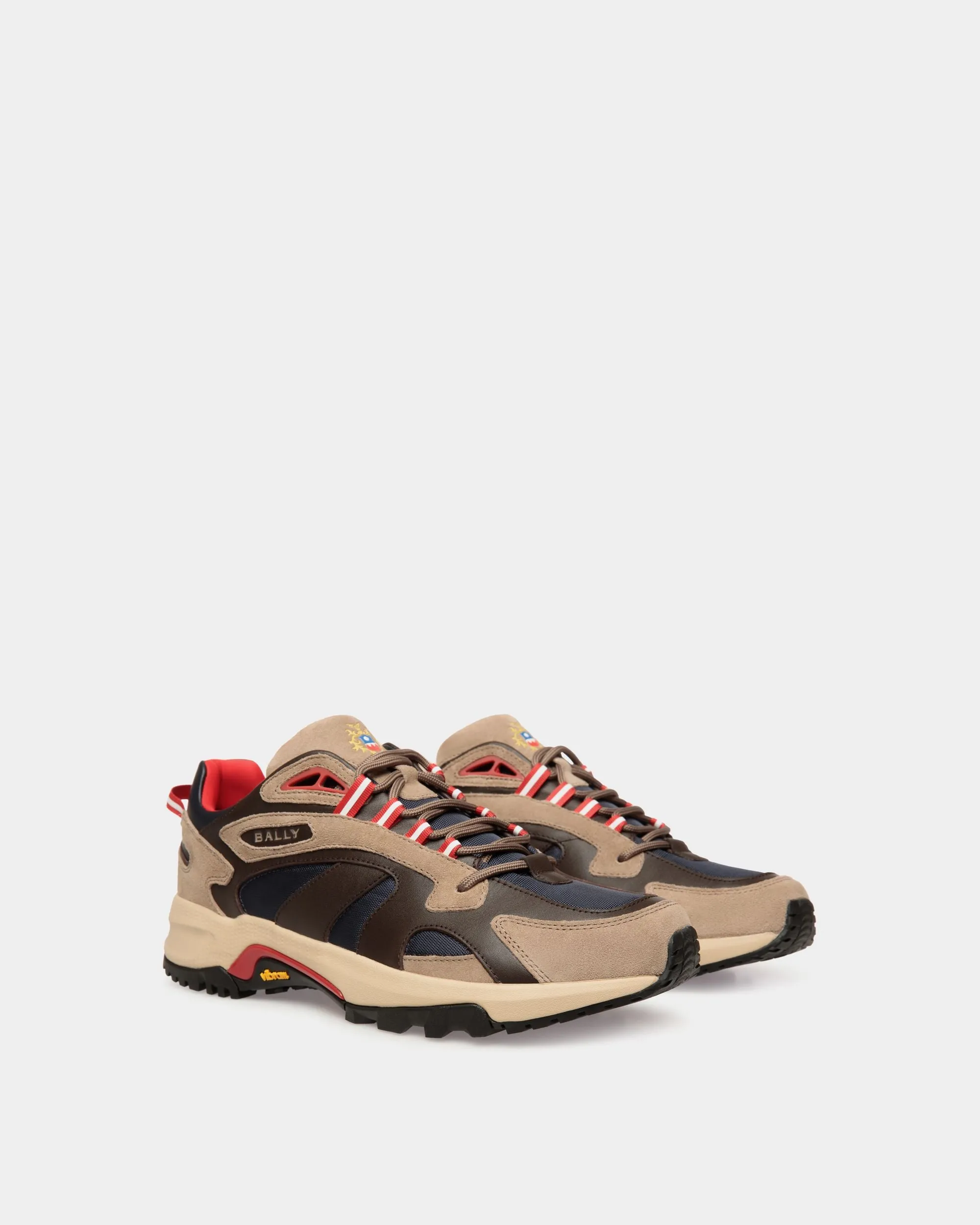 Faster Sneaker in Taupe and Ebano Leather and Nylon