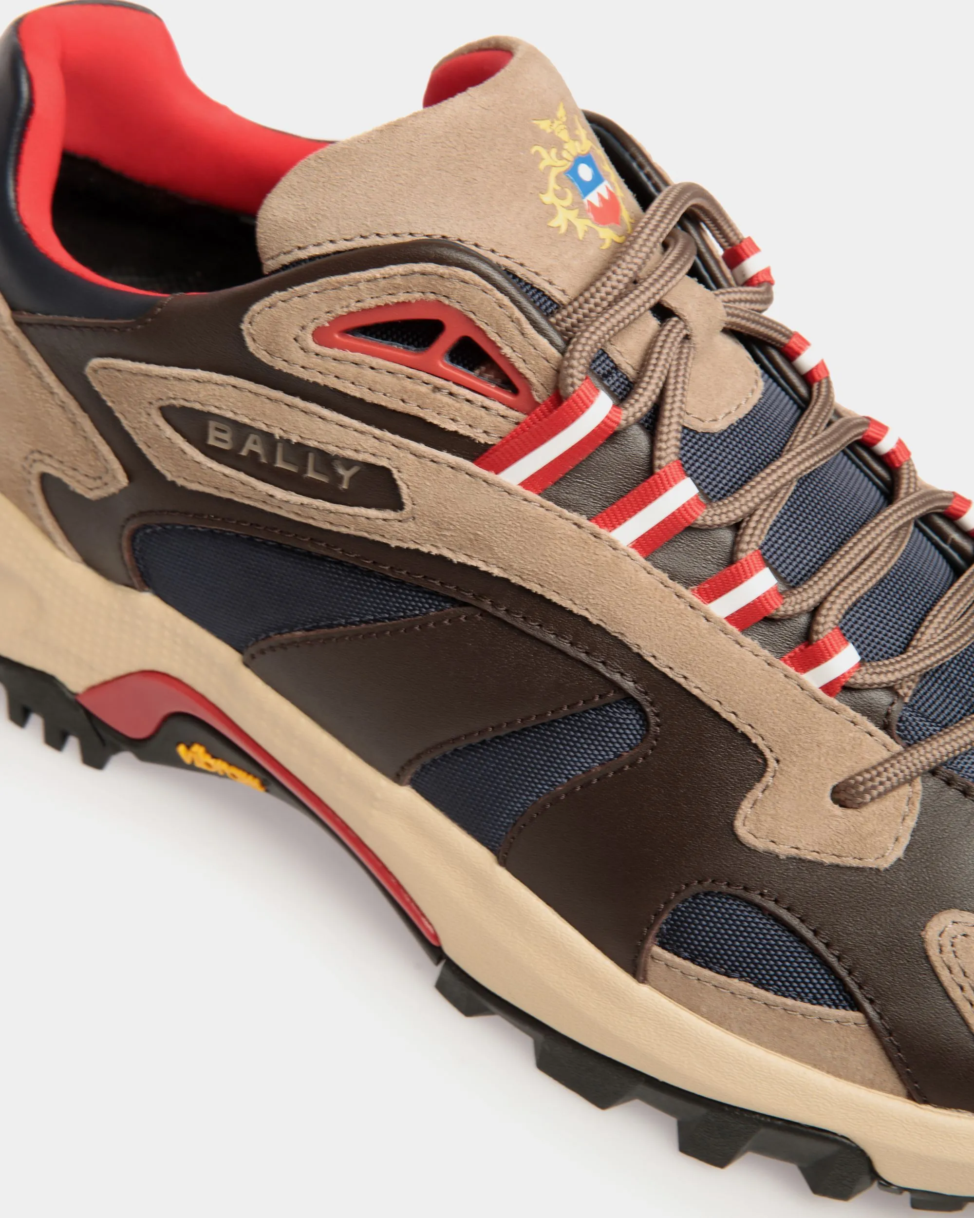 Faster Sneaker in Taupe and Ebano Leather and Nylon