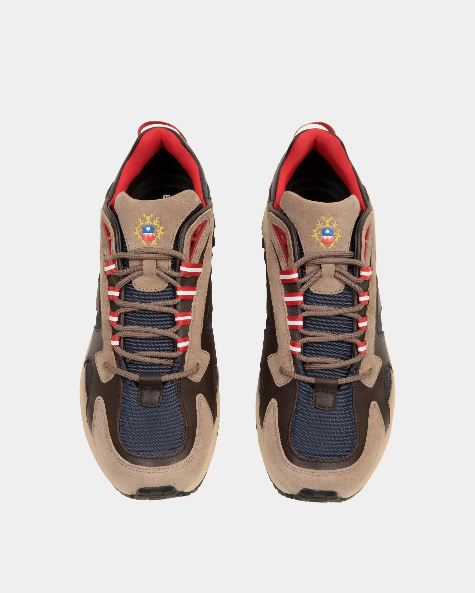 Faster Sneaker in Taupe and Ebano Leather and Nylon