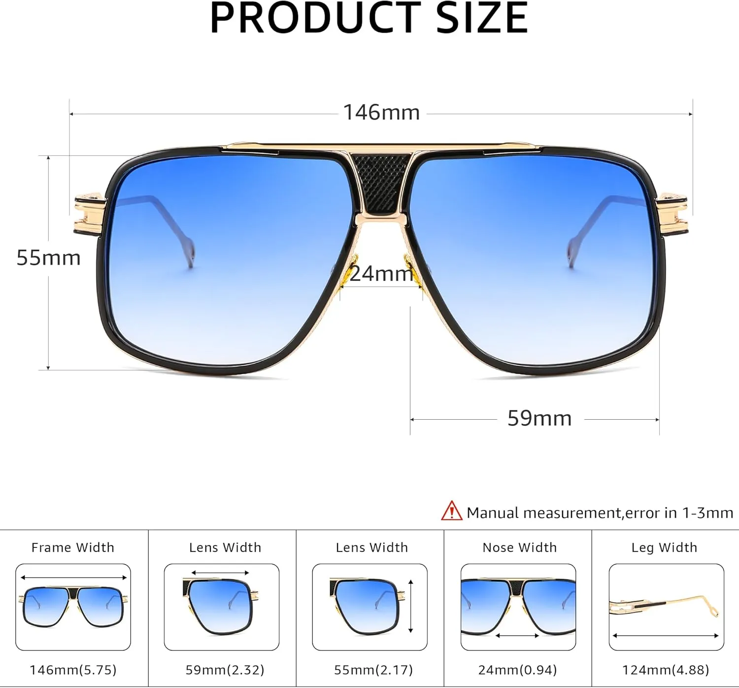 FEISEDY Sunglasses Mens Oversized Retro Metal Steampunk Shades Sunnies Fishing Driving B0272