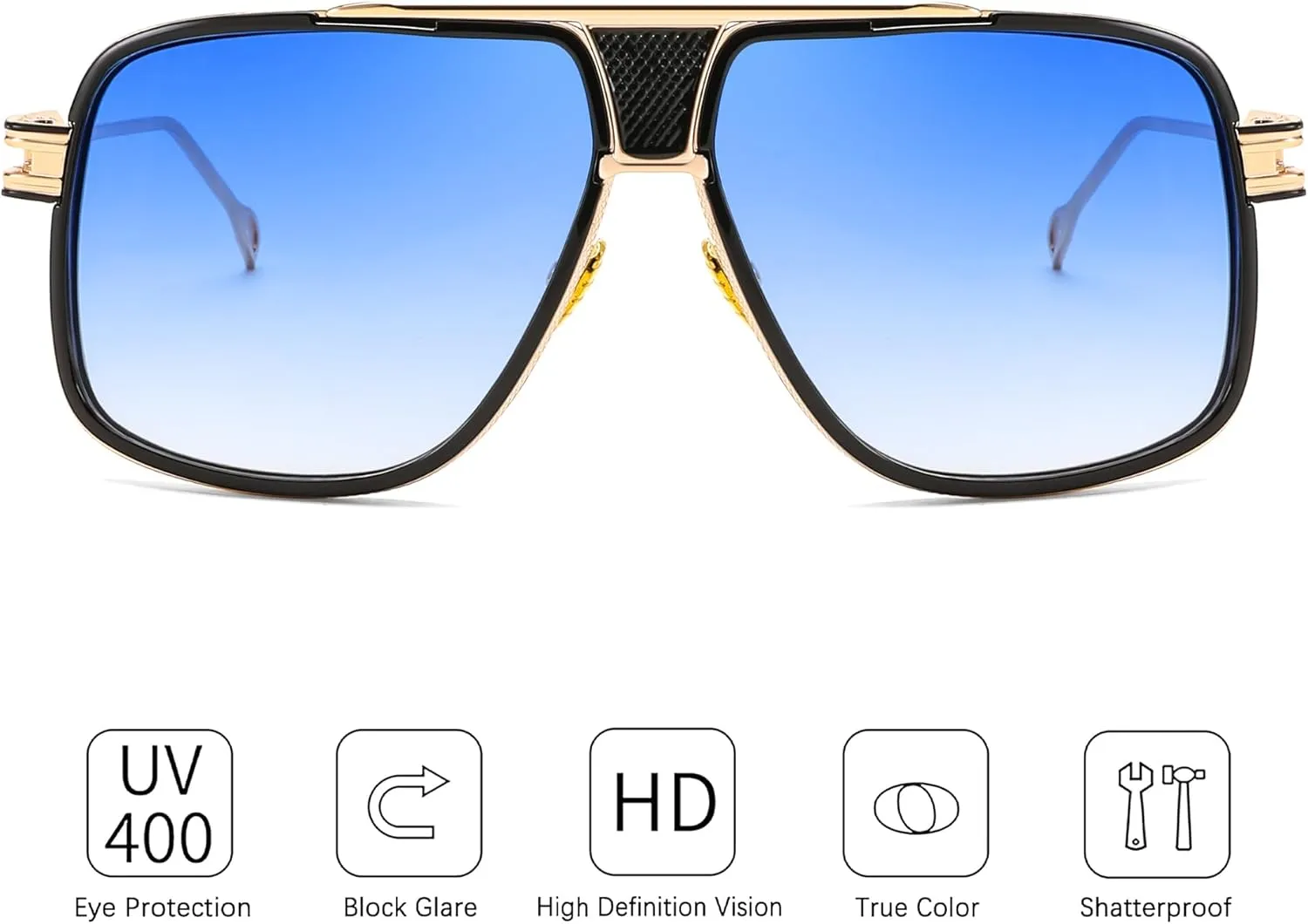 FEISEDY Sunglasses Mens Oversized Retro Metal Steampunk Shades Sunnies Fishing Driving B0272