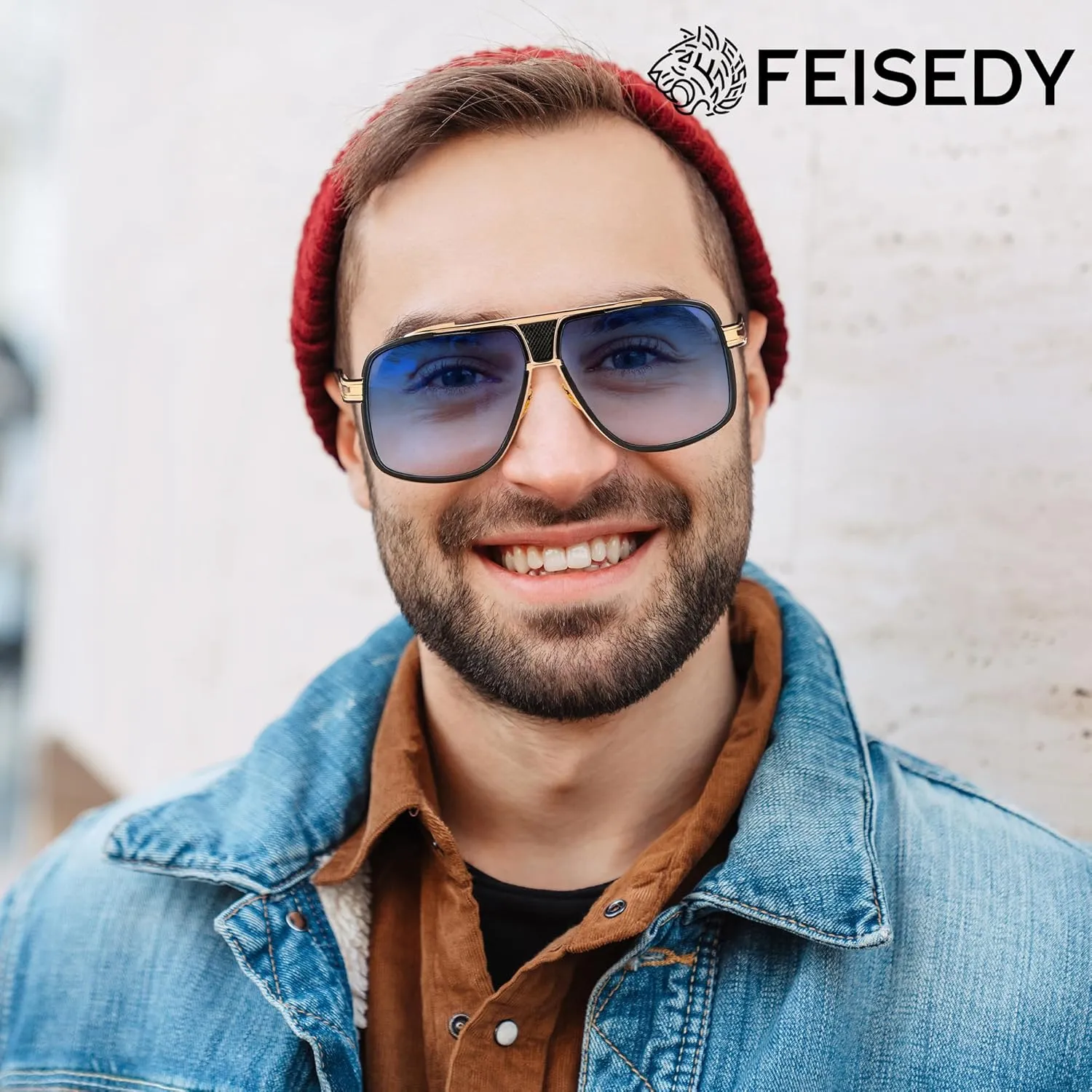 FEISEDY Sunglasses Mens Oversized Retro Metal Steampunk Shades Sunnies Fishing Driving B0272