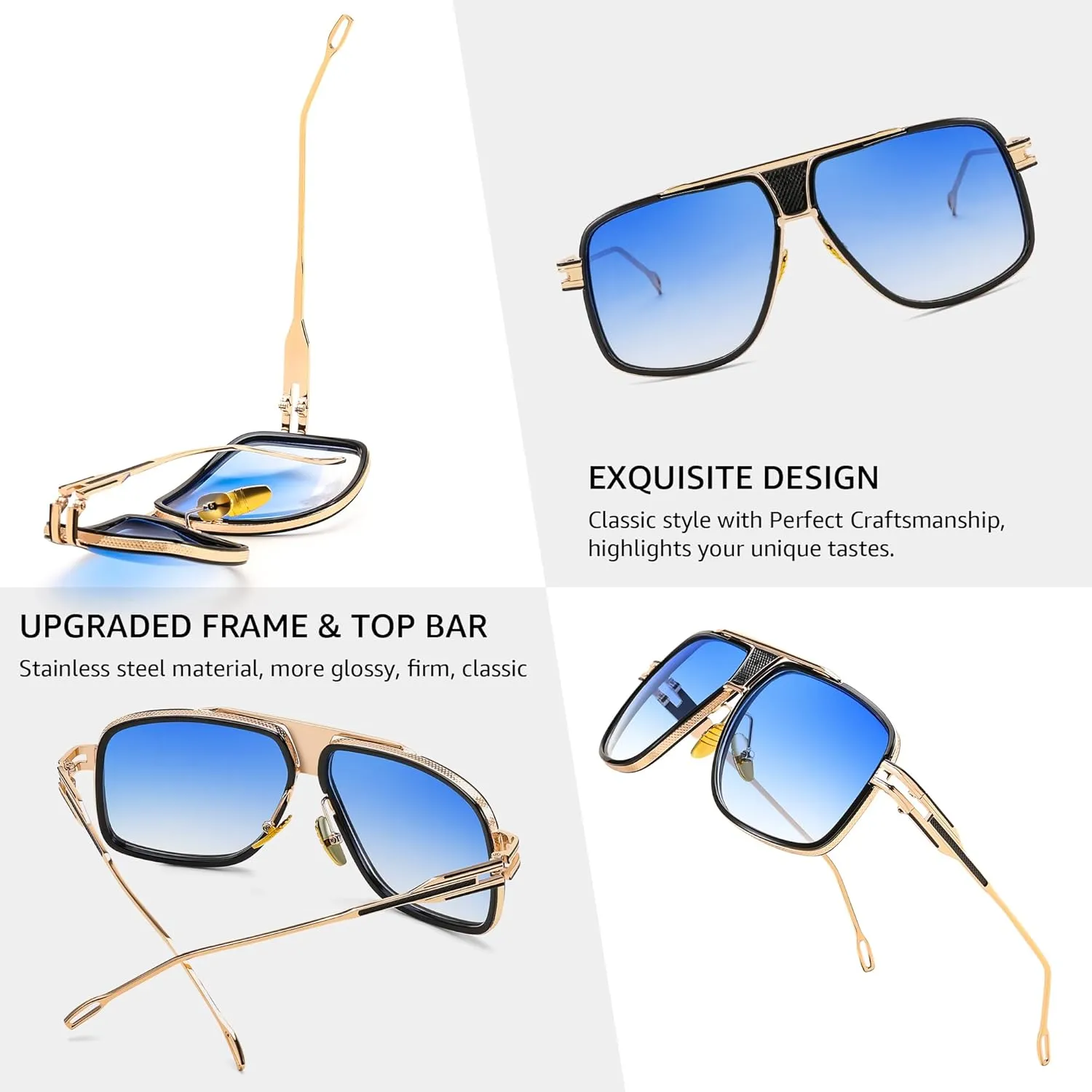 FEISEDY Sunglasses Mens Oversized Retro Metal Steampunk Shades Sunnies Fishing Driving B0272