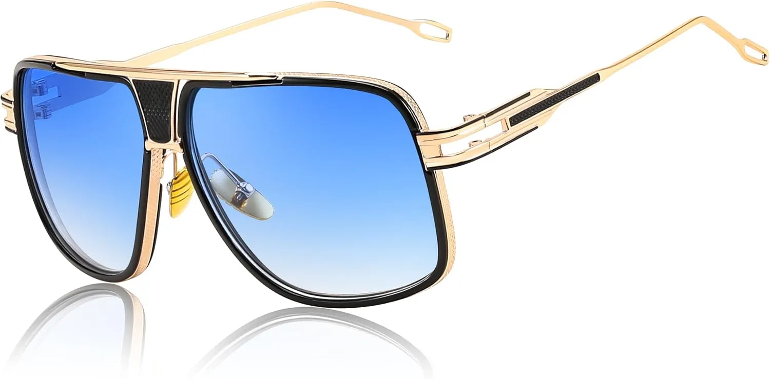 FEISEDY Sunglasses Mens Oversized Retro Metal Steampunk Shades Sunnies Fishing Driving B0272
