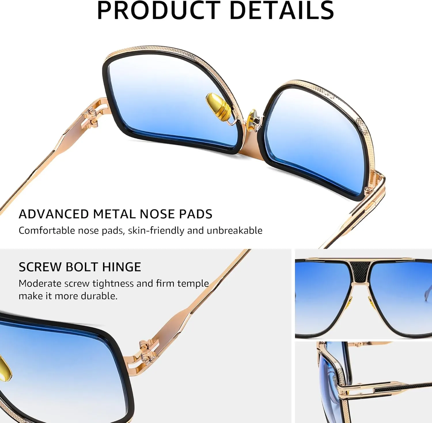 FEISEDY Sunglasses Mens Oversized Retro Metal Steampunk Shades Sunnies Fishing Driving B0272