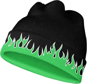 Fire Flame Beanie Hats for Men Women Soft Warm Graphic Beanie Novelty Funny Cuffed Skull Caps Winter Hat