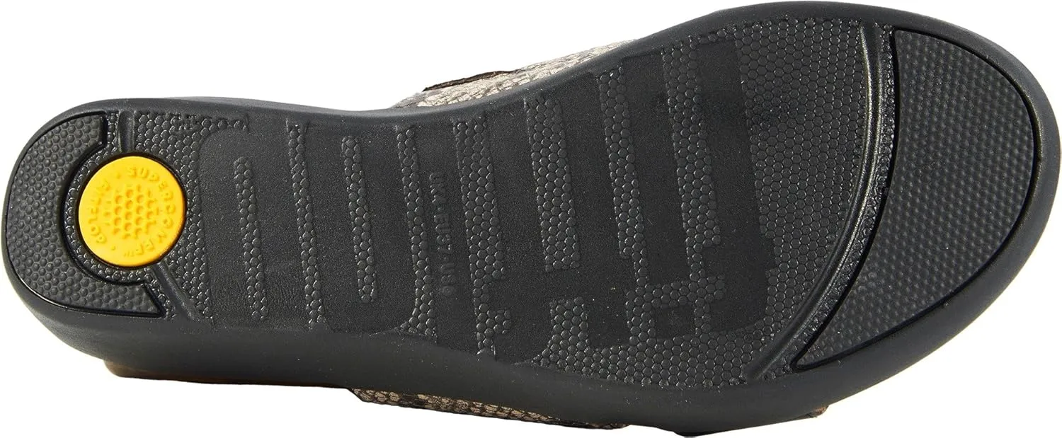 FitFlop Womens Delta Slide Leather Snake Print Sandal