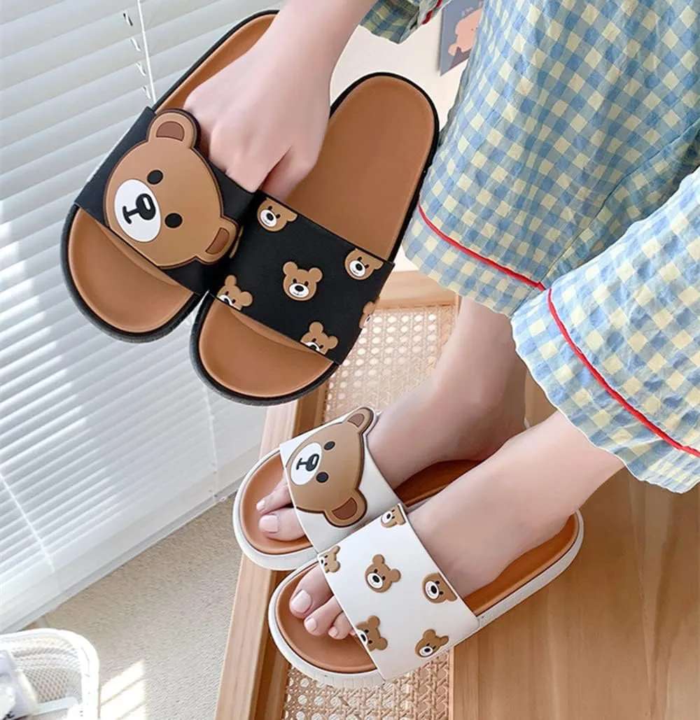 Floette Cute Slide Sandals Kawaii Slippers Shower Non-Slip Bathroom Spa Sandals Comfort Lightweight for Couple Lovers