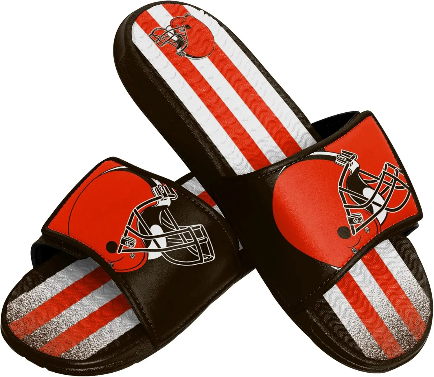 FOCO Cleveland Browns NFL Mens Team Stripe Gel Slide - M
