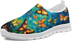 Forchrinse Blue Dolphin Tie Dye Mens Womens Walking Shoes Slip on Loafer Shoes Travel Causal Sport Sneakers Lightweight
