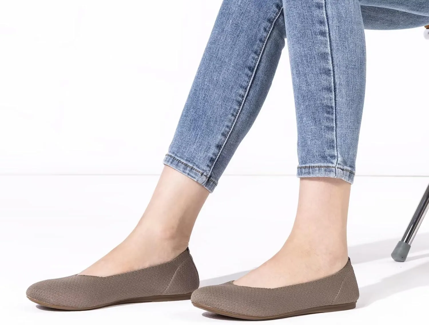 Frank Mully Women’s Ballet Flat Shoes Knit Dress Shoes Round Toe Slip On Ballerina Walking Flats Shoes for Woman Low Wedge Comfort Soft