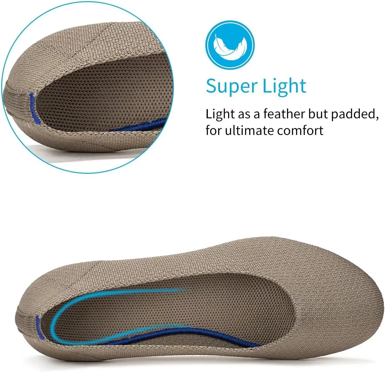 Frank Mully Women’s Ballet Flat Shoes Knit Dress Shoes Round Toe Slip On Ballerina Walking Flats Shoes for Woman Low Wedge Comfort Soft