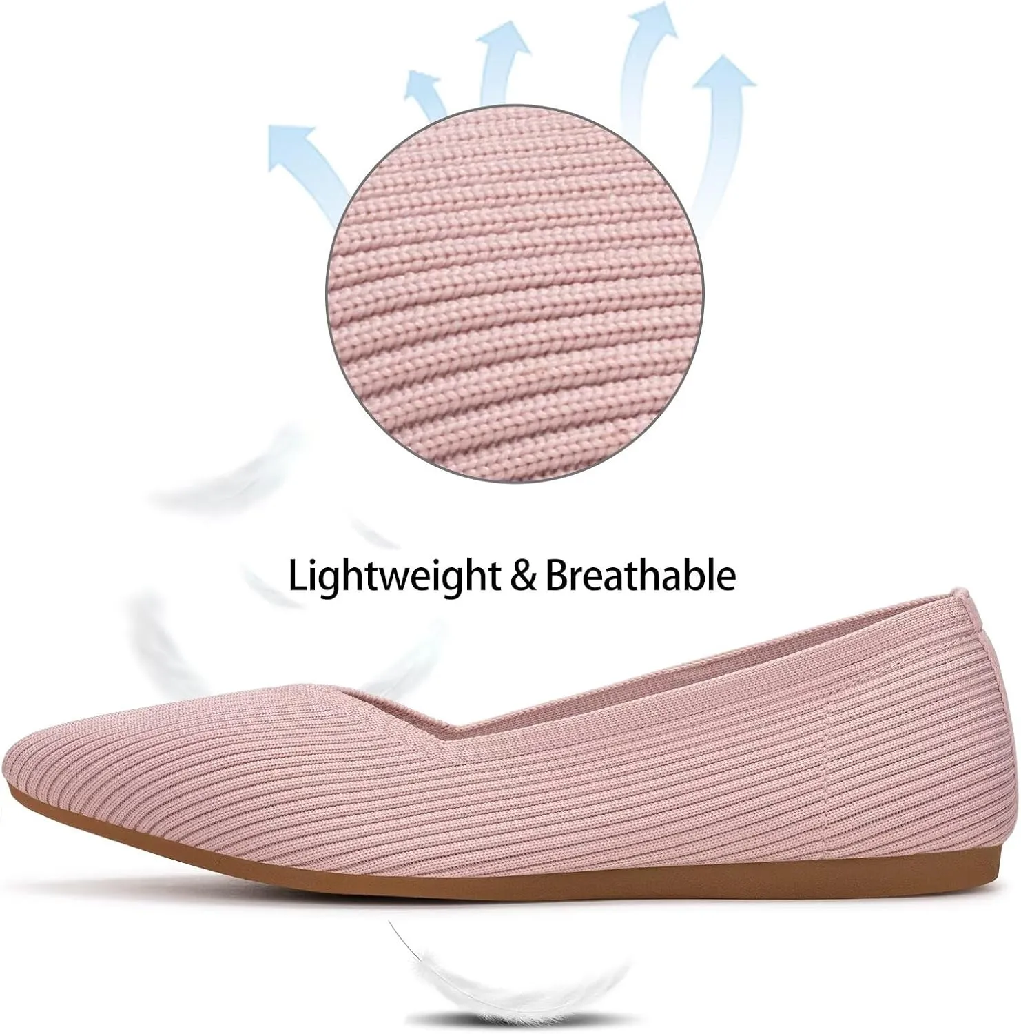 Frank Mully Womens Flat Shoes Classic Pointed Toe Flats Knitted Dress Shoes Soft Flats for Woman Comfortable Dressy
