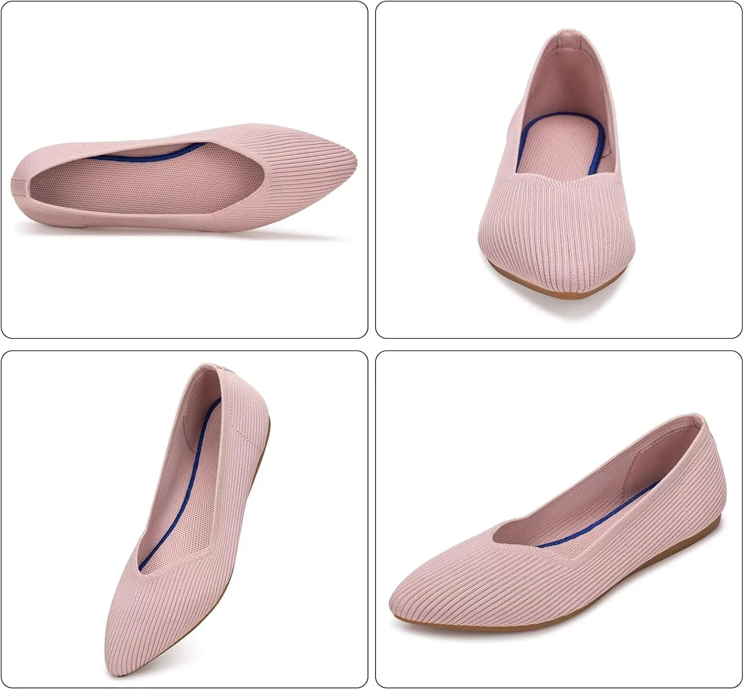 Frank Mully Womens Flat Shoes Classic Pointed Toe Flats Knitted Dress Shoes Soft Flats for Woman Comfortable Dressy
