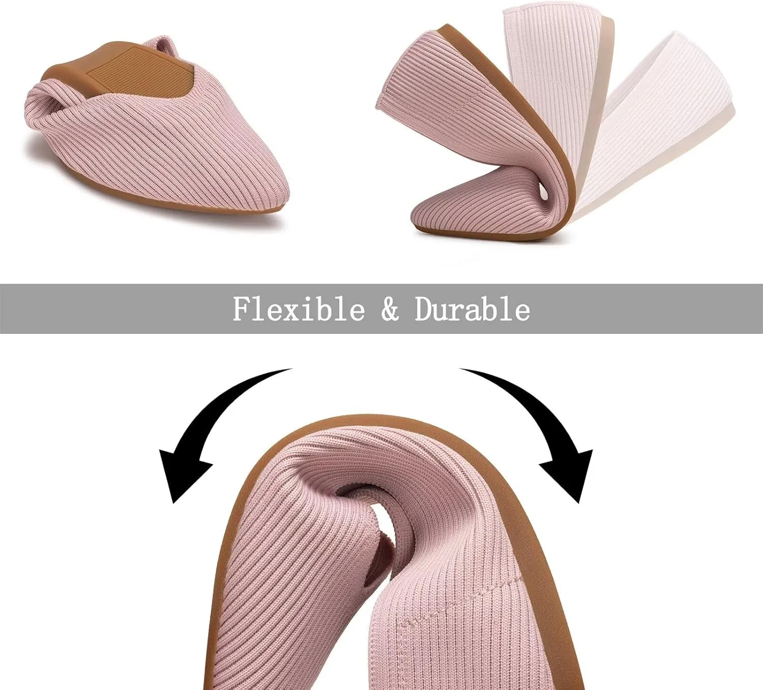 Frank Mully Womens Flat Shoes Classic Pointed Toe Flats Knitted Dress Shoes Soft Flats for Woman Comfortable Dressy