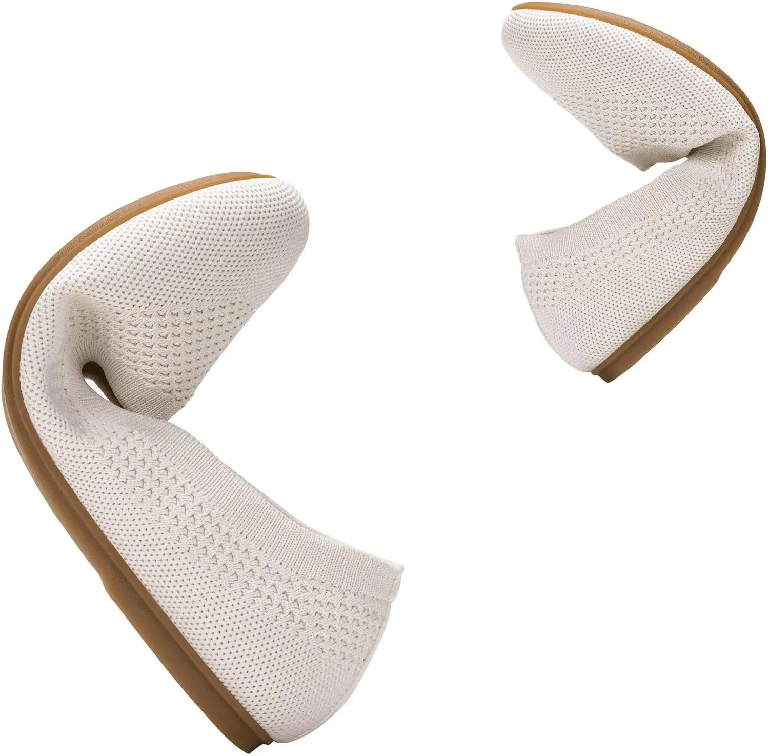 Frank Mully Women's Wide Width Flats Ballet Flats Round Toe Knit Flat Shoes with Arch Support Wide Toe Box