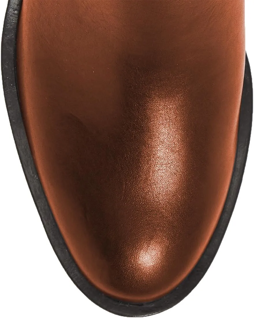 FSJ Women Round Toe Chelsea Boots with Pearls Strap Block Low Heel Slip On Vegan Leather Ankle Booties Size 4-16 US