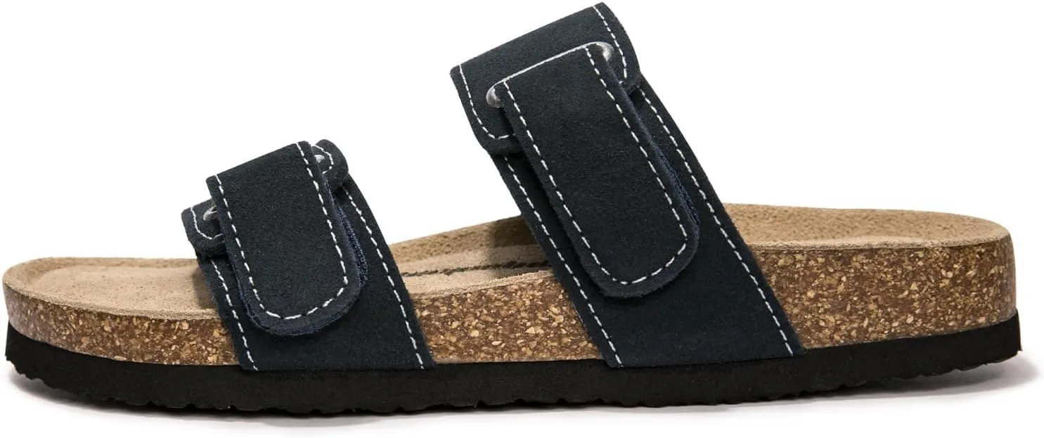 FUNKYMONKEY Unisex Slide Sandals Adjustable Double Buckle with Soft Footbed Comfort Slides for Women and Men