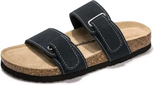 FUNKYMONKEY Unisex Slide Sandals Adjustable Double Buckle with Soft Footbed Comfort Slides for Women and Men
