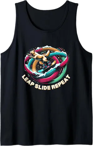 Funny Leap Slide Repeat Snowboarding Dog Alpine Sports Tank Top