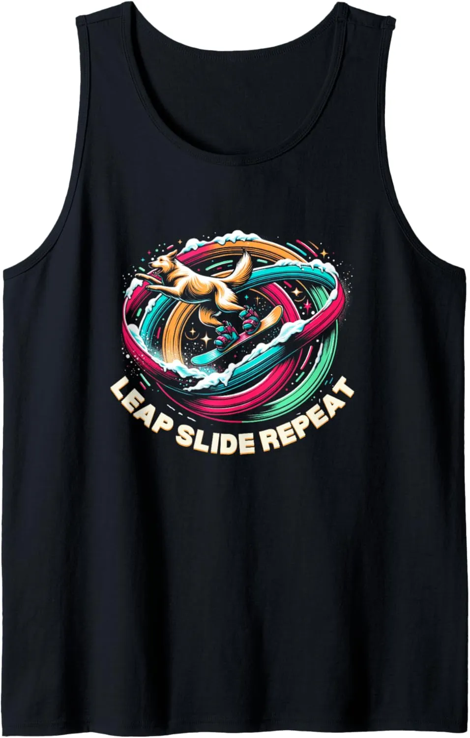 Funny Leap Slide Repeat Snowboarding Dog Alpine Sports Tank Top