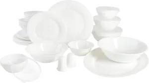 Gibson Home Ultra Break and Chip Resistant Dinnerware Set, Soft Round: Service for 6 (36pcs), Opal Glass
