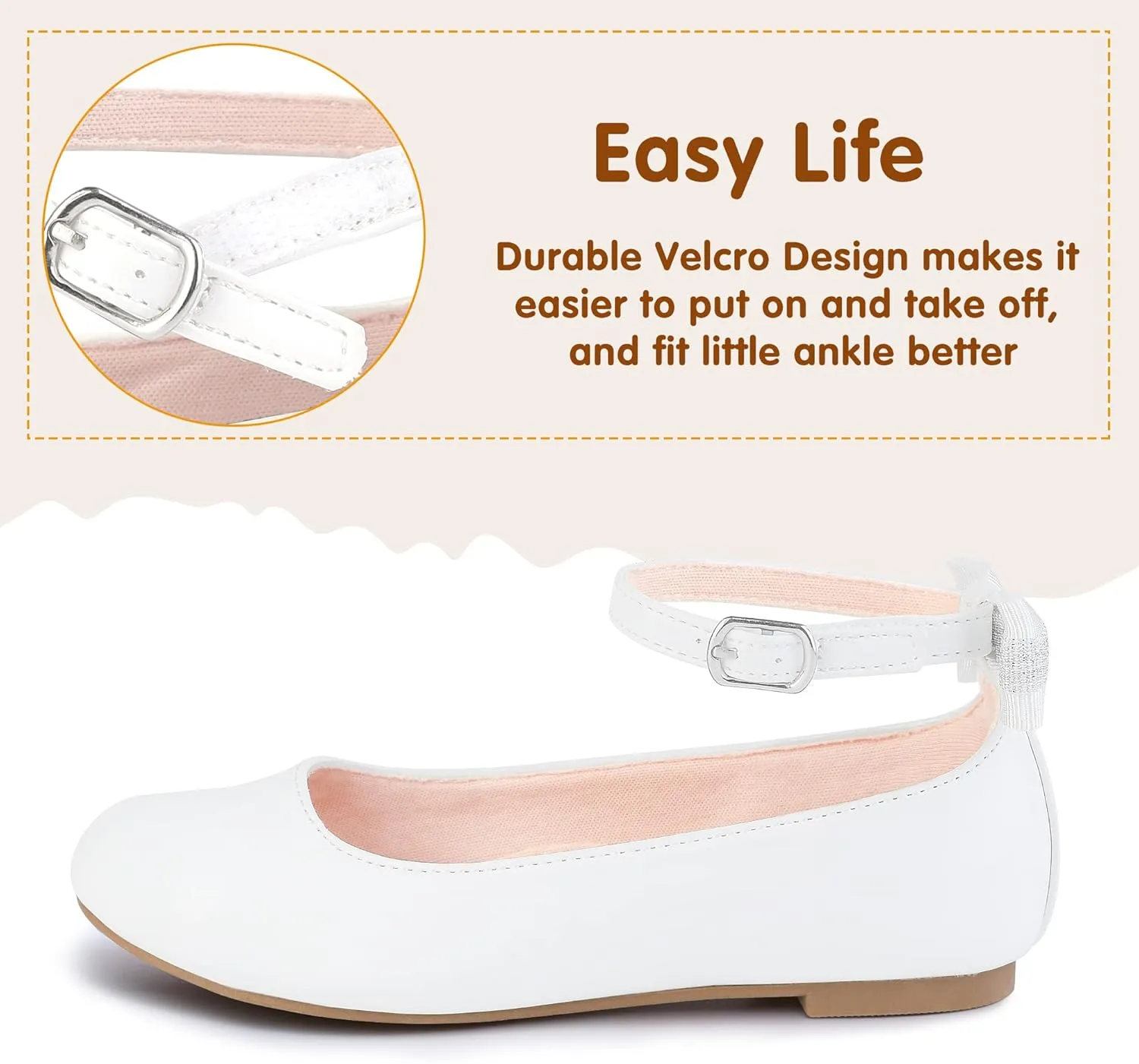 Girls Flats Mary Jane Shoes Casual Slip On Ballet Flat for School Wedding Party Ankle Strap Dress Shoes