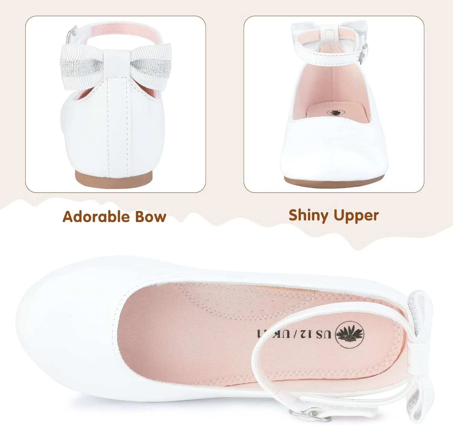 Girls Flats Mary Jane Shoes Casual Slip On Ballet Flat for School Wedding Party Ankle Strap Dress Shoes