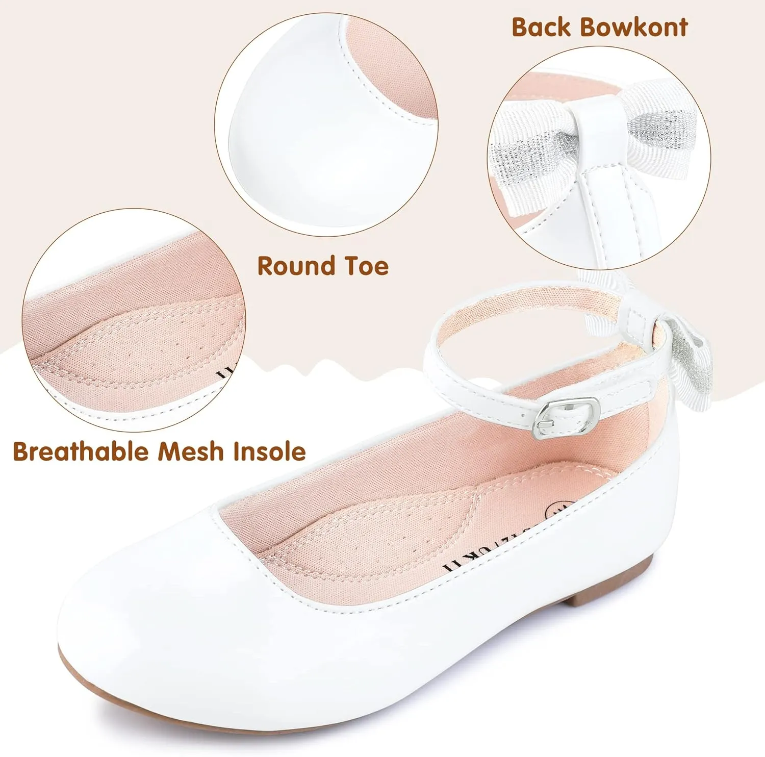 Girls Flats Mary Jane Shoes Casual Slip On Ballet Flat for School Wedding Party Ankle Strap Dress Shoes