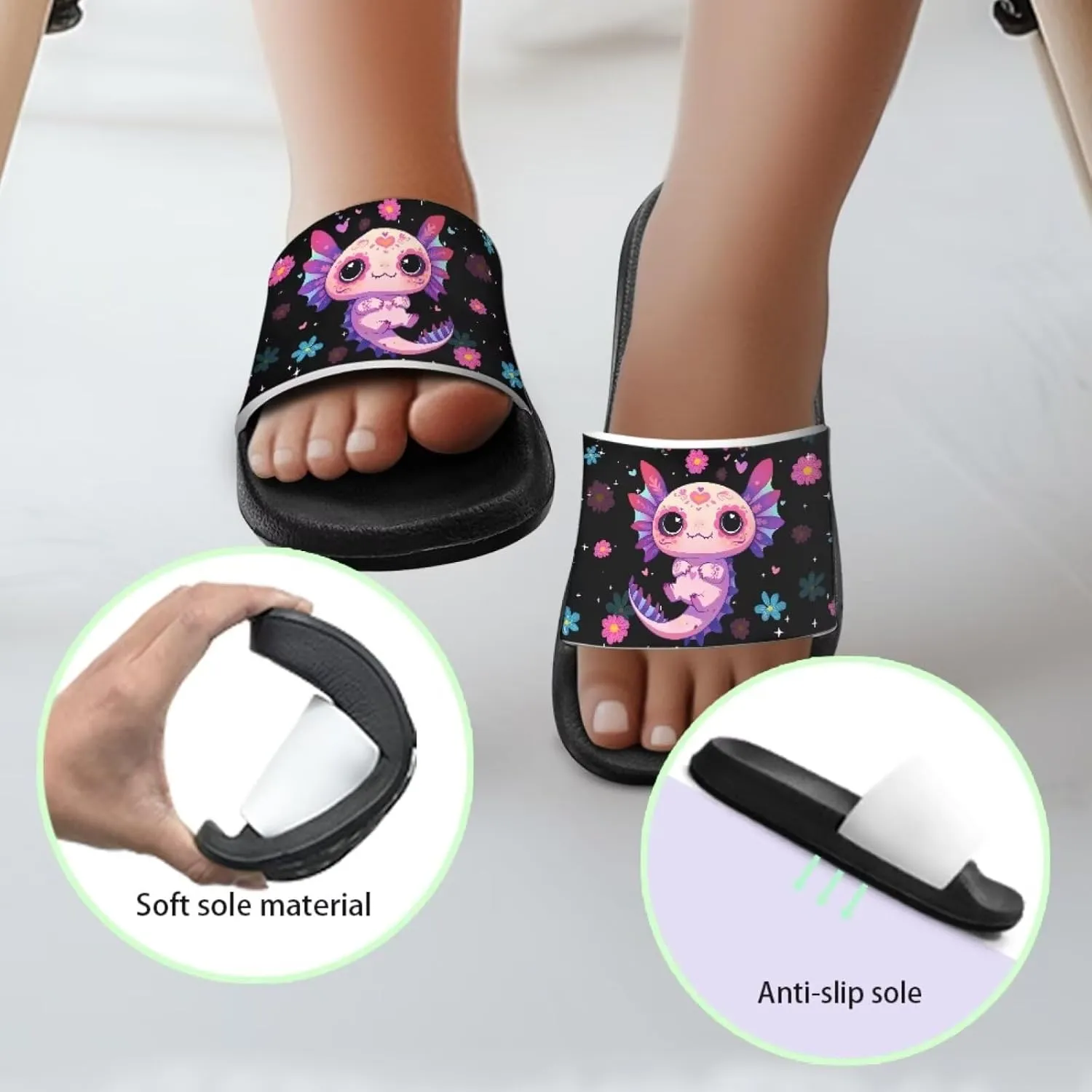Girls Slip-On Sandals Funny Slide Sandals for Kids Lightweight Design