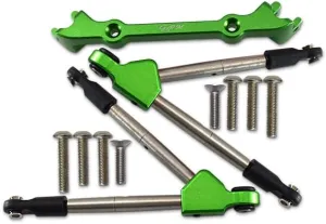 GPM For Traxxas Rustler 4X4 VXL 67076-4 Aluminum Front Tie Rods With Stabilizer For C Hub - 11Pc Set Green