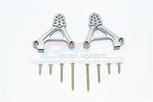 GPM For Traxxas TRX-4 Trail Defender Crawler Upgrade Parts Aluminum Adjustable Rear Damper Mount - 1Pr Set Gray Silver