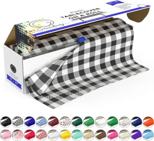 Grandipity Plastic Tablecloth Roll - 54" x 300' Black Gingham Plastic Table Cloths for Parties - Disposable with Cutter Box - Cut to Size Table Cover for Rectangle & Round