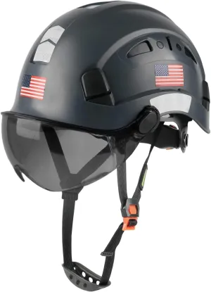GREEN DEVIL Safety Helmet Hard Hat with Visor Chinstrap Adjustable Lightweight Vented ABS Work Helmet for Men and Women 6-Point Suspension ANSI Z89.1 Approved Ideal for Industrial & Construction