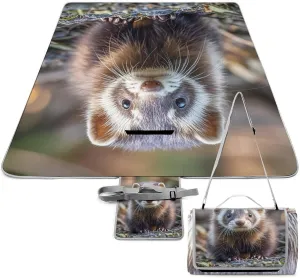 Hairy Ferret Picnic Blanket Outdoor, Oversized Beach Blanket, Foldable Lightweight Waterproof Sand Cushion Suitable for Beaches, Camping Grasslands Mat
