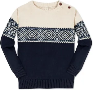 Hope & Henry Boys' Long Sleeve Crew Neck Pullover Sweater