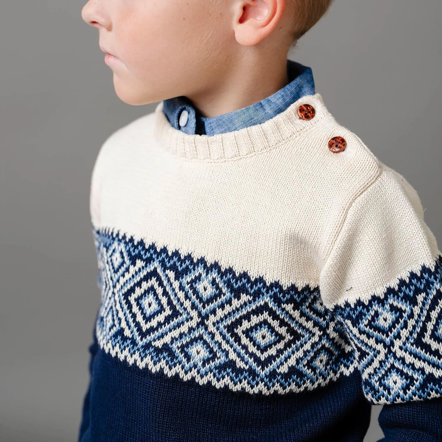 Hope & Henry Boys' Long Sleeve Crew Neck Pullover Sweater