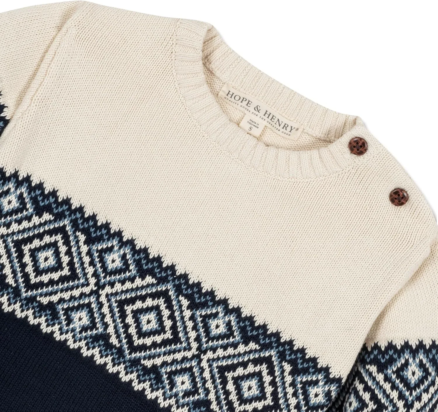 Hope & Henry Boys' Long Sleeve Crew Neck Pullover Sweater