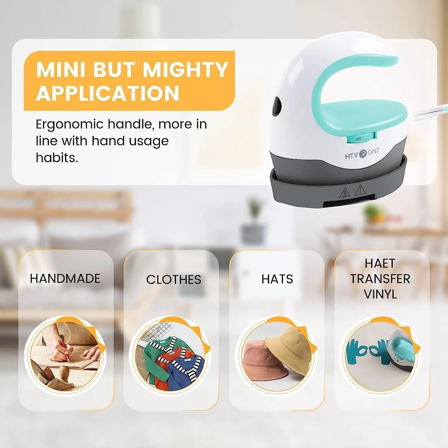 HTVRONT Heat Press Mini Heat Press Machine, Small Heat Press Portable Iron Press Machine for T Shirts, Hats, Heating Transfer Projects (Bubble Blue)