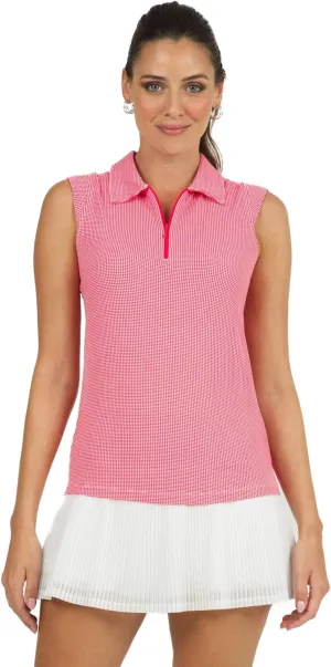 IBKUL Athleisure Wear Sun Protective UPF50  Icefil Cooling Tech Mini Check Sleeveless Polo – 14754