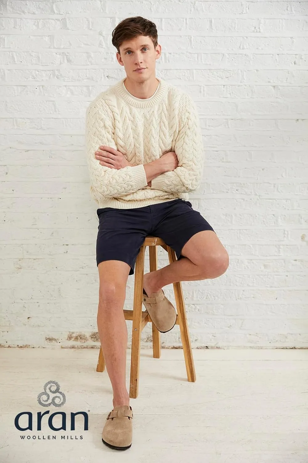 Irish Sweater for Men's Made in Ireland Supersoft Merino Wool Aran Fisherman Pullover