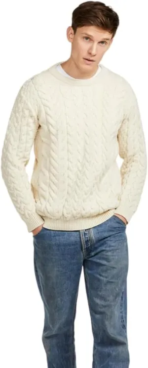 Irish Sweater for Men's Made in Ireland Supersoft Merino Wool Aran Fisherman Pullover