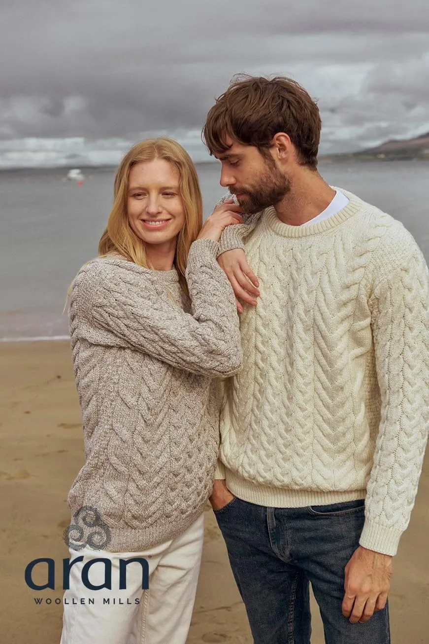 Irish Sweater for Men's Made in Ireland Supersoft Merino Wool Aran Fisherman Pullover