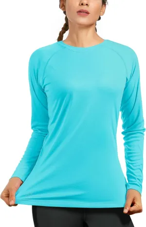 isnowood Women's Sun Protection Long Sleeve Shirts, UPF 50  UV Rash Guard Swim Shirt, Workout Hiking Running Athletic Tops