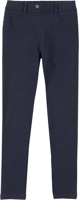 IZOD Girls' School Uniform Skinny Leg Jegging, Flat Front Style with Faux Button, Functional Back Pockets