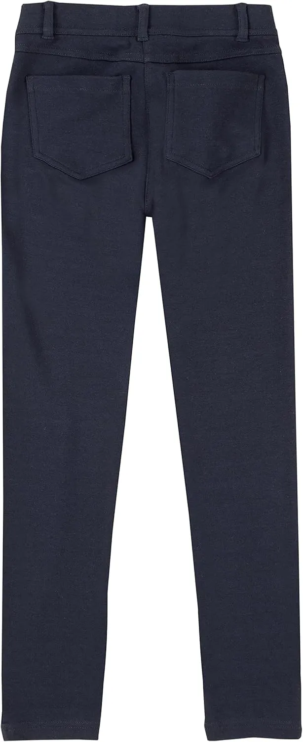 IZOD Girls' School Uniform Skinny Leg Jegging, Flat Front Style with Faux Button, Functional Back Pockets